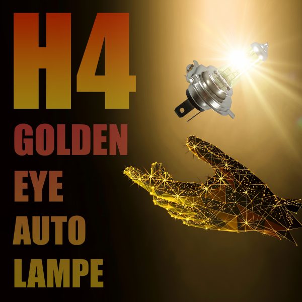 2 x H4 Glühbirnen "Golden Eye" 3000K, Autolampen, KFZ -Lampen (Set: 2 Stück)