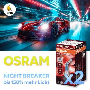 H11 OSRAM, Halogen-Lampen, NIGHT BREAKER LASER