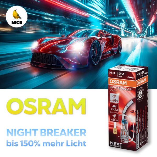 H3 OSRAM, Halogen-Lampen, NIGHT BREAKER LASER