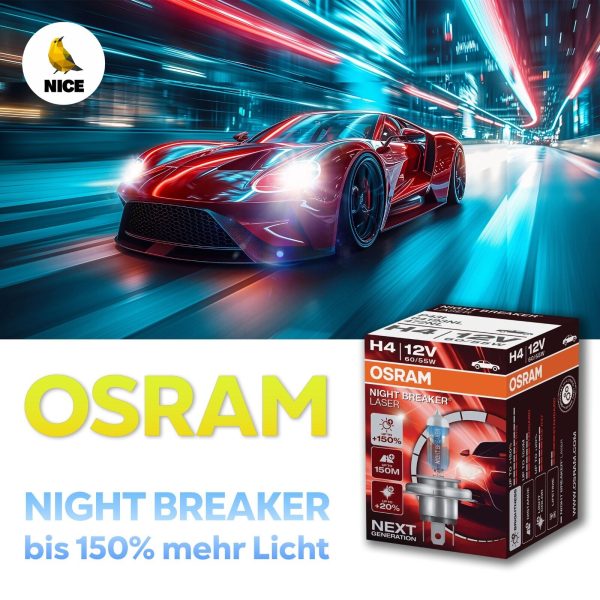 H4 OSRAM, Halogen-Lampen, NIGHT BREAKER LASER