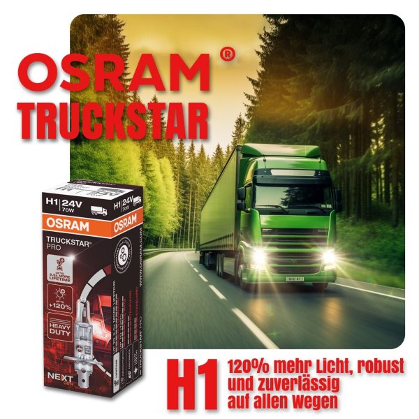 H1 OSRAM TRUCKSTAR Pro +120% mehr Licht 24V LKW Lampen