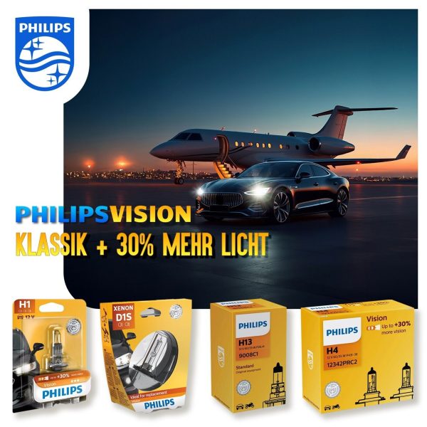 H1 PHILIPS VISION Autolampen 30% mehr Licht