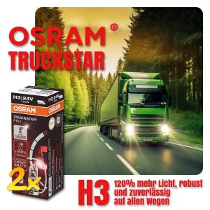 H3 OSRAM TRUCKSTAR Pro +120% mehr Licht 24V LKW Lampen