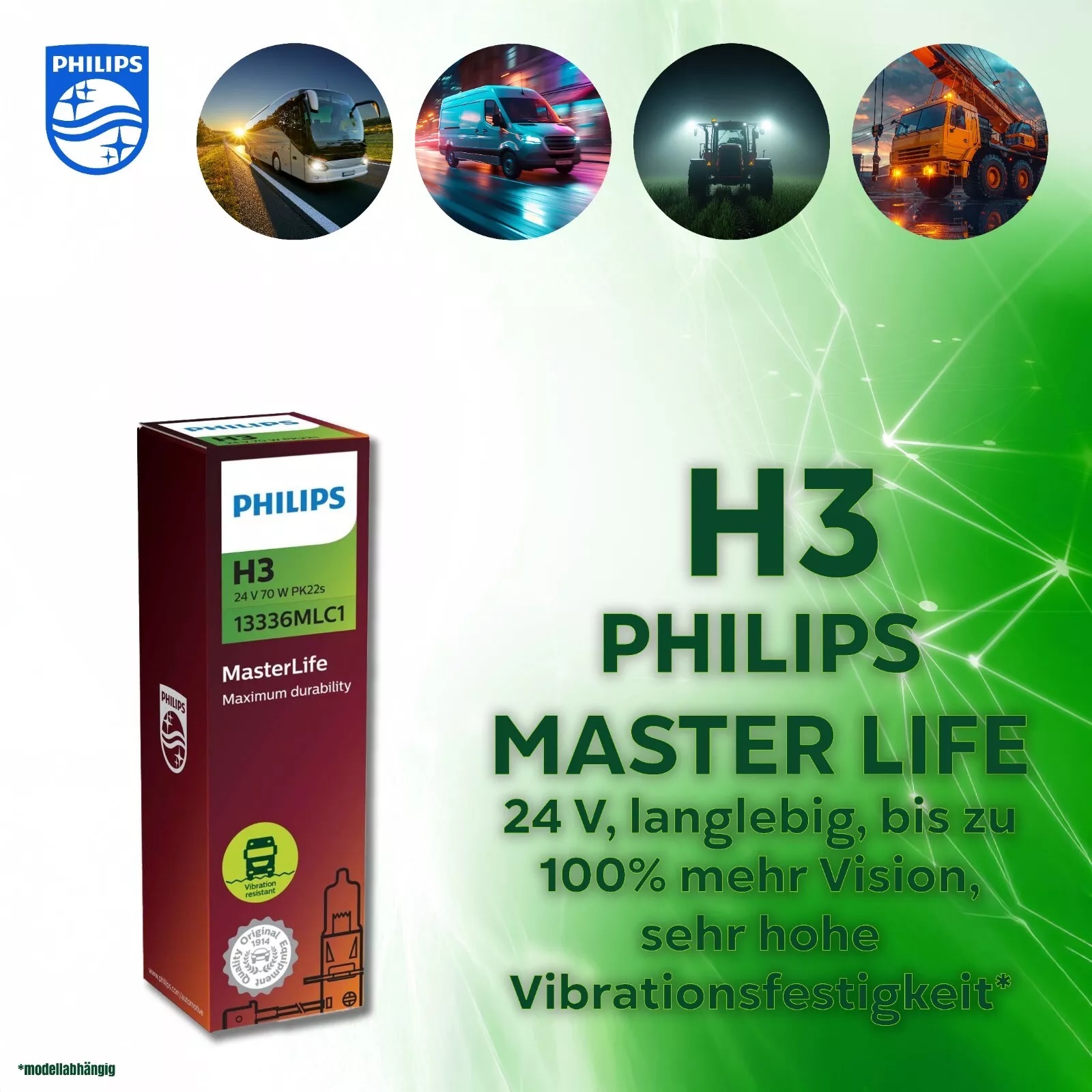 H3 PHILIPS MASTER LIFE LKW Lampen 24V