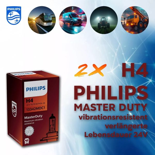 H4 PHILIPS MASTER DUTY 24V LKW-Lampen