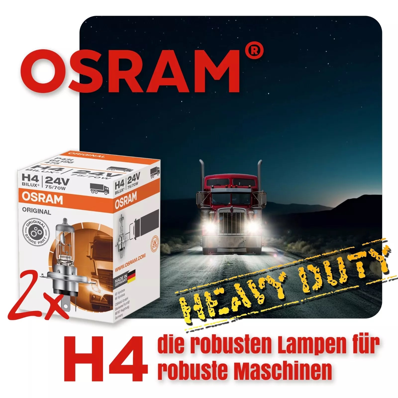 H4 OSRAM ORIGINAL LINE HEAVY DUTY LKW Lampen
