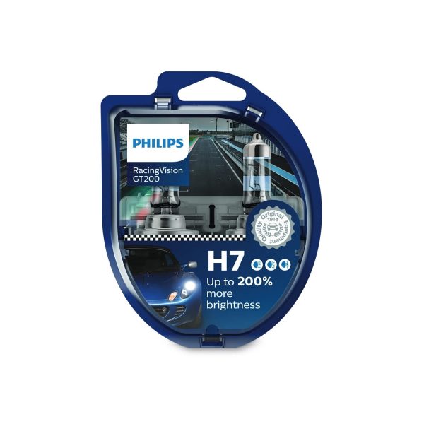 H7 PHILIPS Auto-Lampen RACING VISION GT200 200% mehr Licht