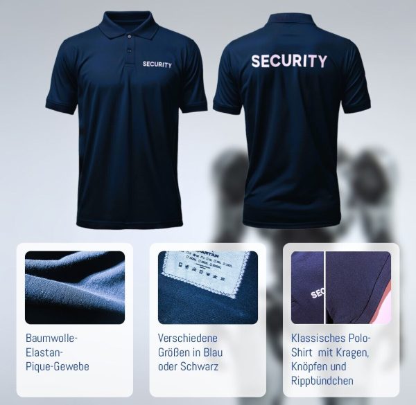 Security Polo-Shirt in Blau