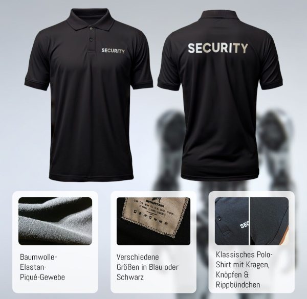 Security Polo-Shirt in Schwarz