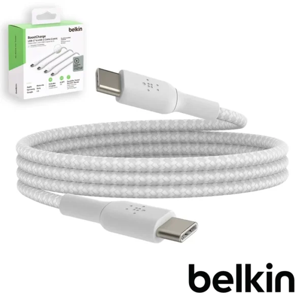 1x2 Belkin geflocht. PVC Kab.2m USB-C/USB-C weiß CAB004bt2MWH2PK