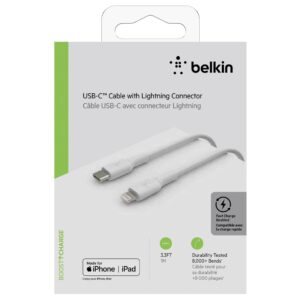 Belkin Lightning/USB-C Kabel 1m PVC, mfi zertifiziert, weiß