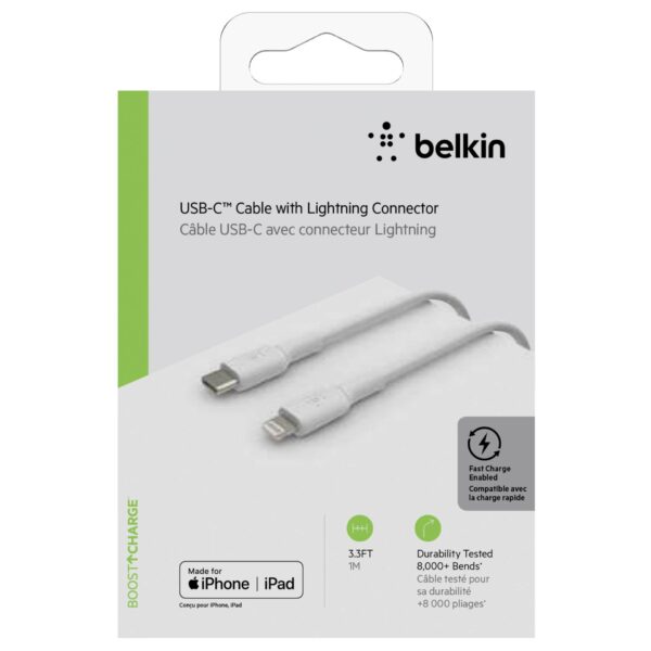 Belkin Lightning/USB-C Kabel 1m PVC, mfi zertifiziert, weiß