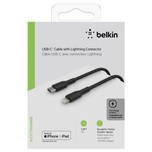 Belkin Lightning / USB-C Kabel 1m ummantelt, mfi zert., schwarz