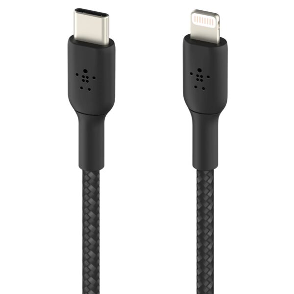 Belkin Lightning / USB-C Kabel 1m ummantelt, mfi zert., schwarz – Bild 2