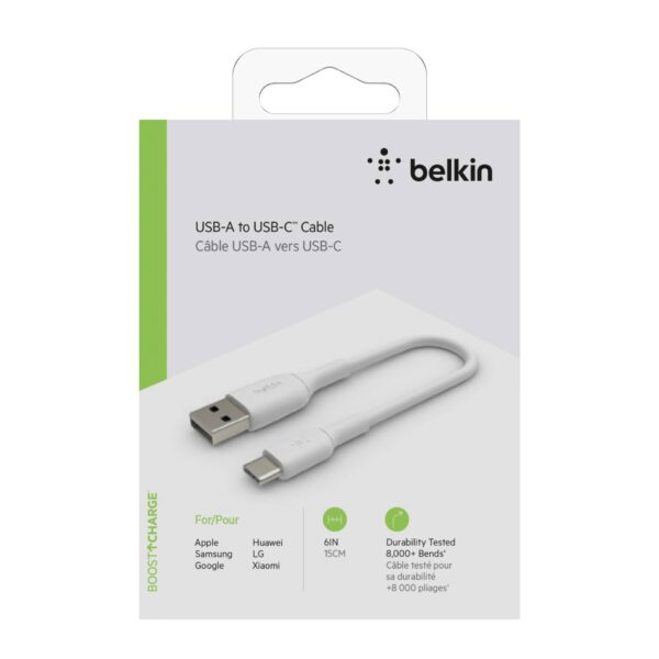 Belkin USB-C/USB-A Kabel 15cm PVC, weiß CAB001bt0MWH