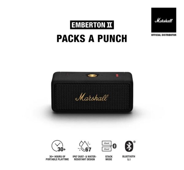 Marshall Emberton II black & brass Lautsprecher
