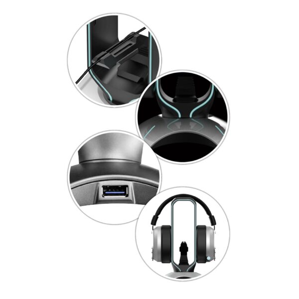 LC-Power LC-HUB-HEAD-BUNGEE USB 3.0 Hub, Kopfhörerhalter – Bild 6