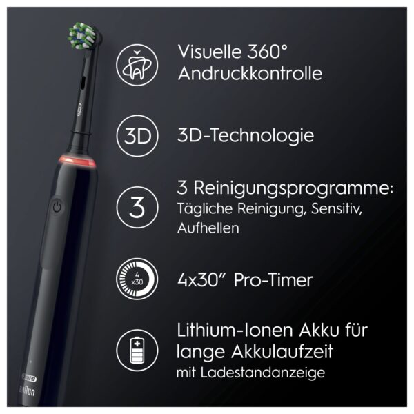 Oral-B PRO 3 3000 Cross Action Black Edition JAS 22 Elektrische Zahnbürste – Bild 7