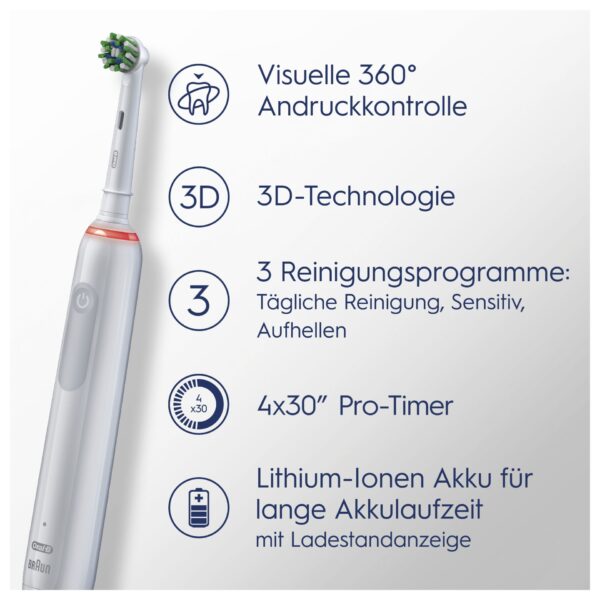 Oral-B PRO 3 3000 Sensitive Clean White JAS 22 Elektrische Zahnbürste – Bild 6