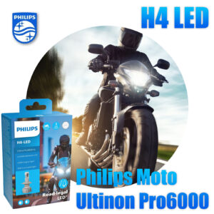 H4 Philips Moto 12V 18W P43t Ultinon Pro6000 LED 5800K mit Straßenzulassung