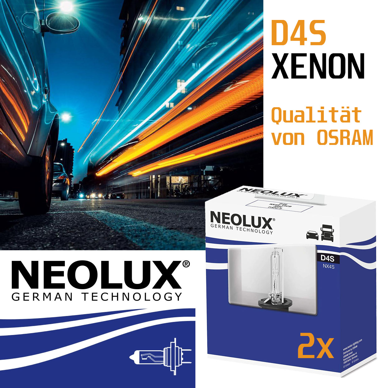 2 Stück D4S NEOLUX 35W P32d-5 Xenon Softcover Box