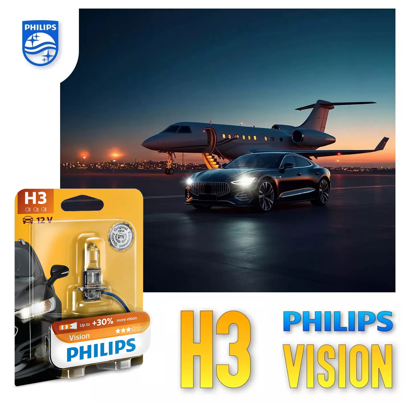 H3 PHILIPS VISION Autolampe 30% mehr Licht Blister